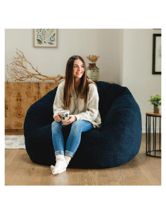 Silla de frijoles Big Joe Cloudberry terciopelo azul 96.5cm