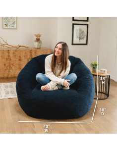 Silla de frijoles Big Joe Cloudberry terciopelo azul 96.5cm 2