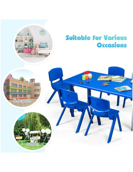 Sillas Apilables para Niños Costzon, Paquete de 6, Azul