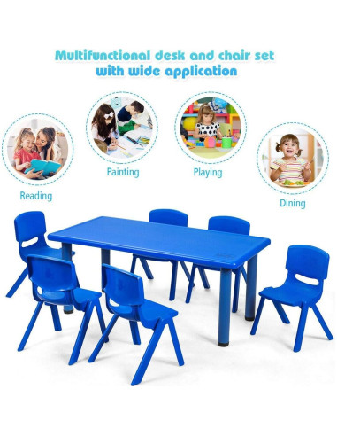 Sillas Apilables para Niños Costzon, Paquete de 6, Azul