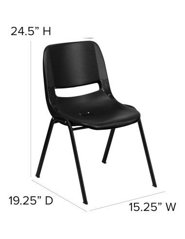 Silla Apilable Ergonómica EMMA + OLIVER Negra para Niños