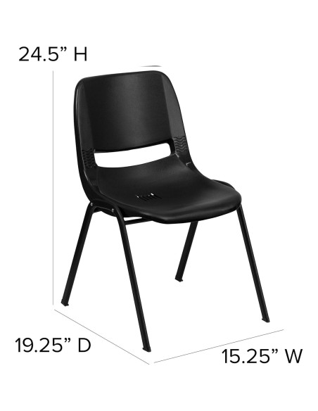 Silla Apilable Ergonómica EMMA + OLIVER Negra para Niños