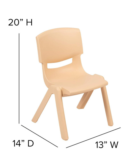 Silla Escolar Apilable EMMA + OLIVER Natural 27.31 cm Asiento