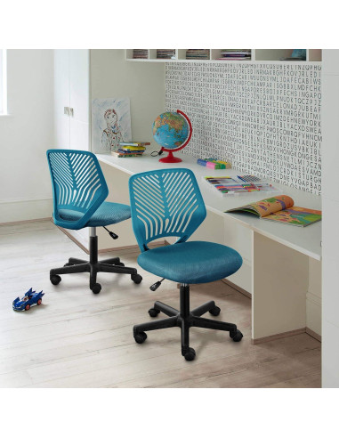 Silla de Oficina Infantil Yaheetech Turquesa Ajustable Ergonómica