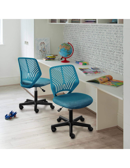 Silla de Oficina Infantil Yaheetech Turquesa Ajustable Ergonómica