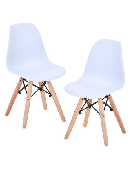 Juego de 2 Sillas Ergonómicas para Niños Pozbee Blancas