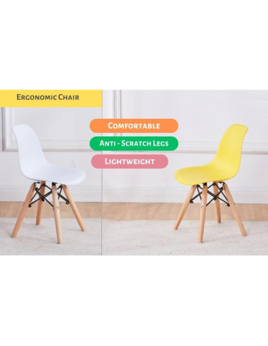 Juego de 2 Sillas Ergonómicas para Niños Pozbee Blancas