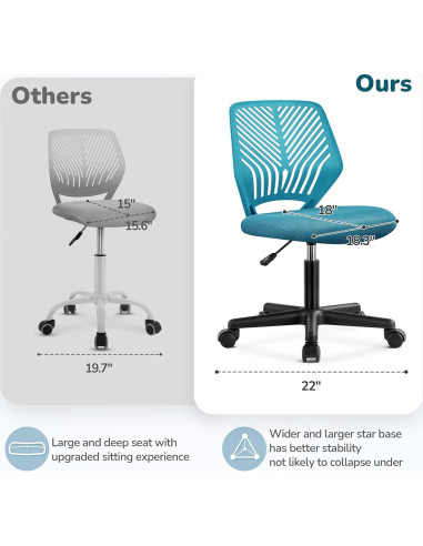 Silla de Oficina Infantil Yaheetech Turquesa Ajustable Ergonómica