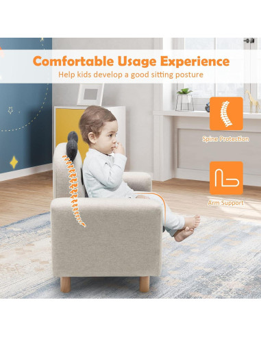 Sofá Infantil Costzon Panda con Estructura de Madera Sólida