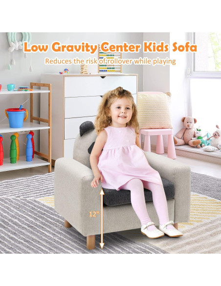 Sofá Infantil Costzon Panda con Estructura de Madera Sólida