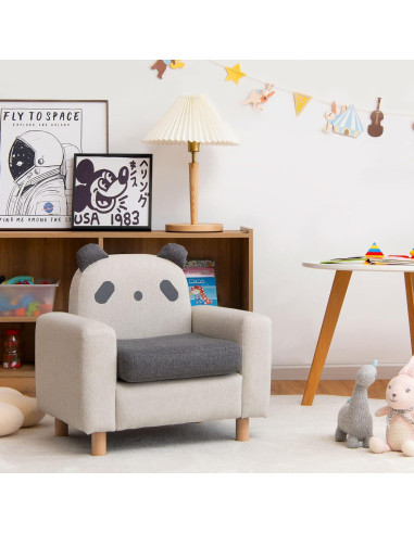Sofá Infantil Costzon Panda con Estructura de Madera Sólida