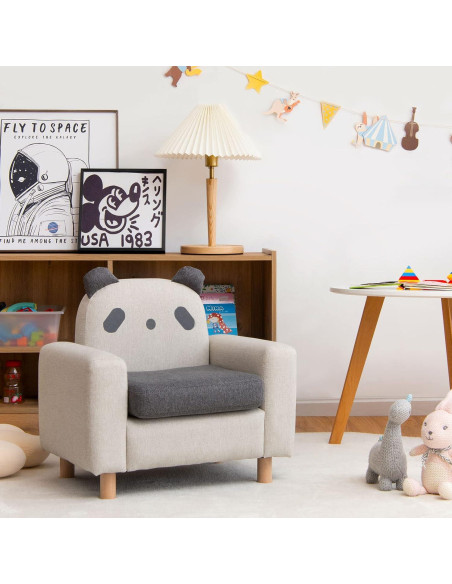 Sofá Infantil Costzon Panda con Estructura de Madera Sólida