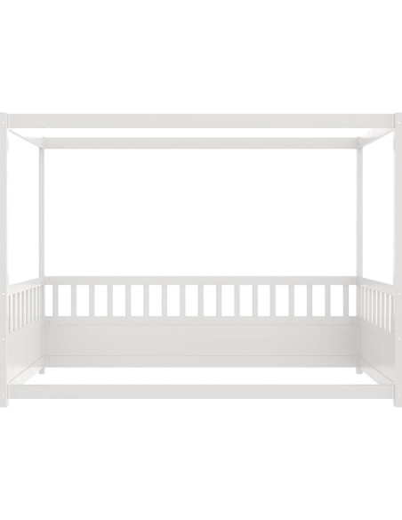 Cama Canopy Individual NUPczxg de Madera con Barandillas