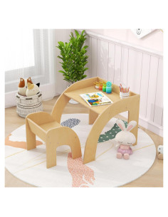 Conjunto Mesa y Sillas para Niños Costzon Madera Natural