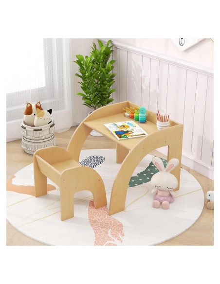 Conjunto Mesa y Sillas para Niños Costzon Madera Natural