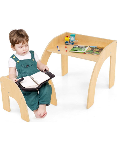 Conjunto Mesa y Sillas para Niños Costzon Madera Natural