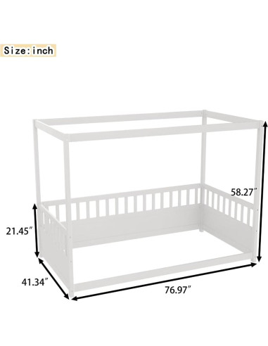 Cama Canopy Twin Genérico Blanca con Barandillas de Seguridad