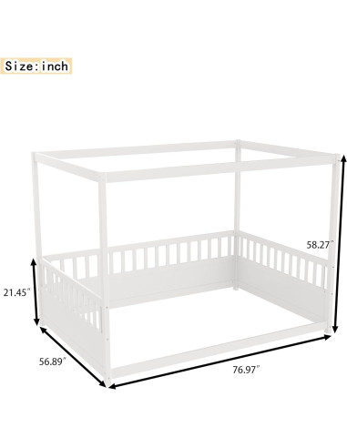 Cama Montessori Completa Ball & Cast con Dosel y Barandillas