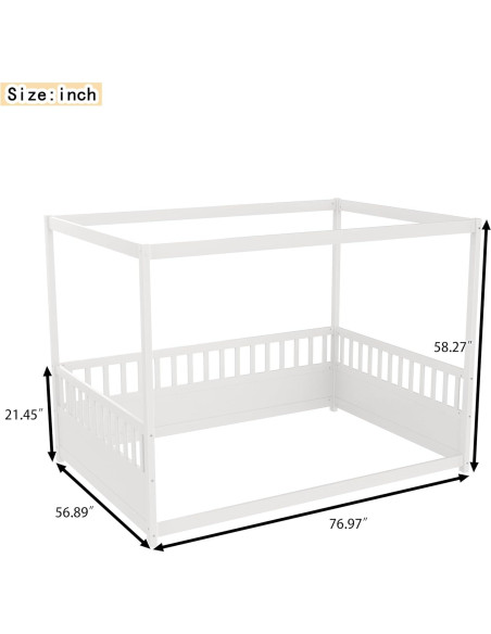 Cama Montessori Completa Ball & Cast con Dosel y Barandillas