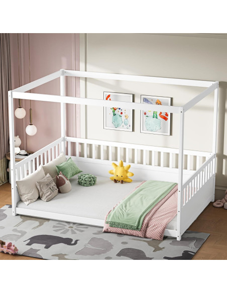 Cama Montessori Completa Ball & Cast con Dosel y Barandillas
