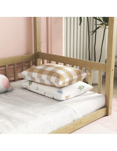 Cama Canopy Completa MERITLINE de Madera Sólida Natural