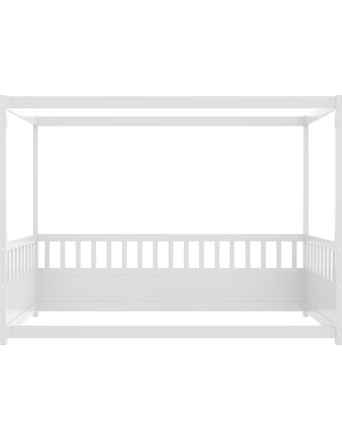 Cama con Dosel Individual REUZTO Blanca con Barandillas de Seguridad