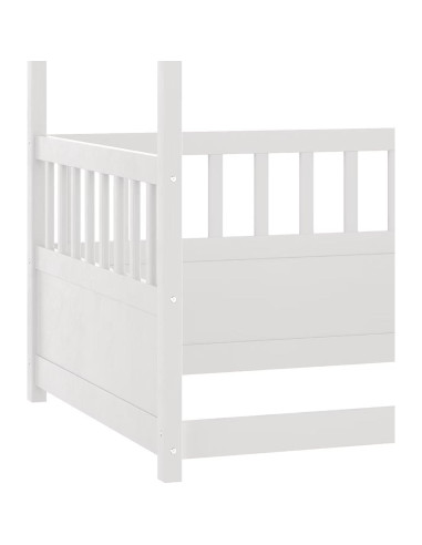 Cama con Dosel Individual REUZTO Blanca con Barandillas de Seguridad