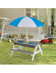 Mesa de Arena y Agua Mederra 94x94 cm para Niños con Paraguas 2