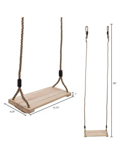 Columpio de Madera ¡Hey! Juega! para Niños, Ajustable, Marrón 2