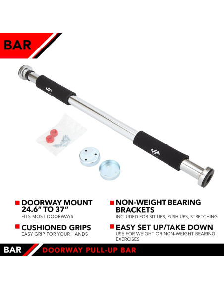 Barra de Dominadas JFIT Deluxe 40" Ajustable para Puerta