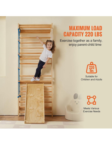 Gimnasio de Pared Sueco VEVOR 5 en 1 Madera 99.79 kg
