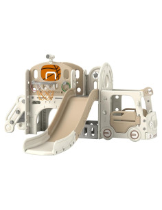 Tobogán 9 en 1 Qaba para Niños 1-6 Años con Aro de Baloncesto