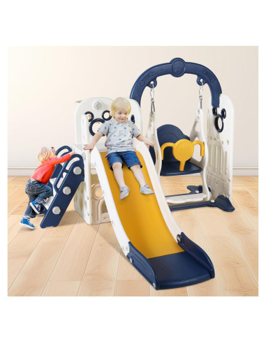 MAMIZO Tobogán y Columpio 7 en 1 para Niños Azul Oscuro