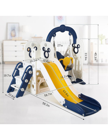 MAMIZO Tobogán y Columpio 7 en 1 para Niños Azul Oscuro