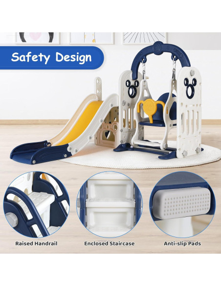 MAMIZO Tobogán y Columpio 7 en 1 para Niños Azul Oscuro
