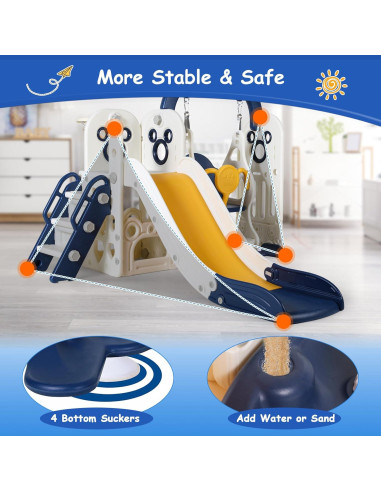 MAMIZO Tobogán y Columpio 7 en 1 para Niños Azul Oscuro