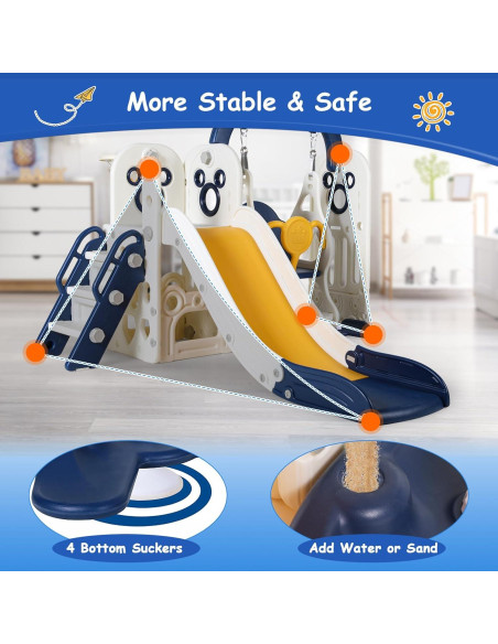 MAMIZO Tobogán y Columpio 7 en 1 para Niños Azul Oscuro
