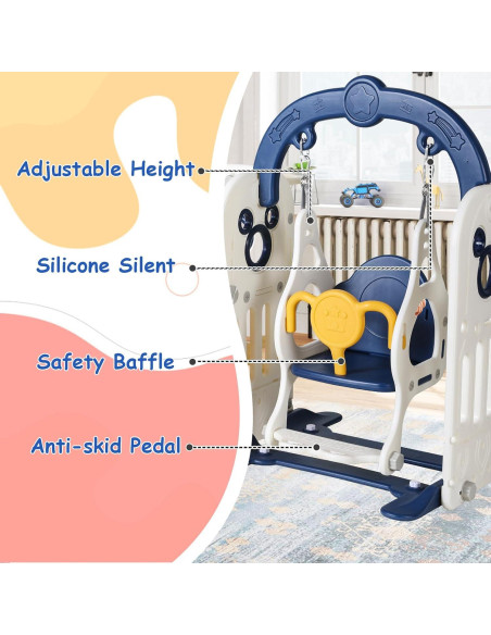 MAMIZO Tobogán y Columpio 7 en 1 para Niños Azul Oscuro