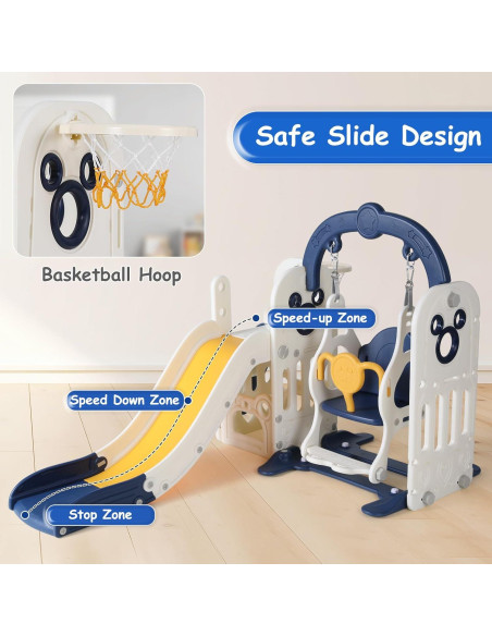 MAMIZO Tobogán y Columpio 7 en 1 para Niños Azul Oscuro