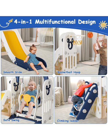MAMIZO Tobogán y Columpio 7 en 1 para Niños Azul Oscuro
