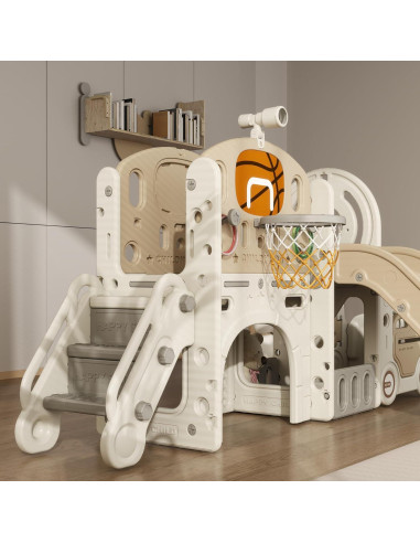 Tobogán 9 en 1 Qaba para Niños 1-6 Años con Aro de Baloncesto