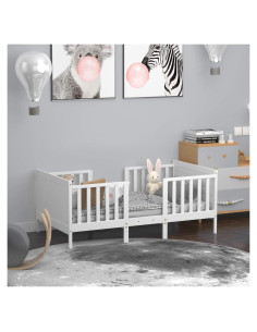 Cama para Niños Costzon de Madera Convertible 2 en 1 Blanca