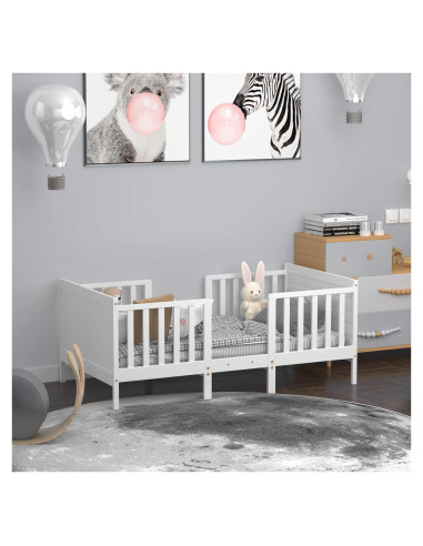 Cama para Niños Costzon de Madera Convertible 2 en 1 Blanca