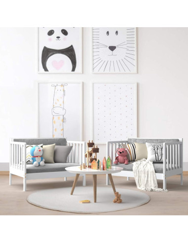 Cama para Niños Costzon de Madera Convertible 2 en 1 Blanca