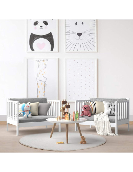 Cama para Niños Costzon de Madera Convertible 2 en 1 Blanca