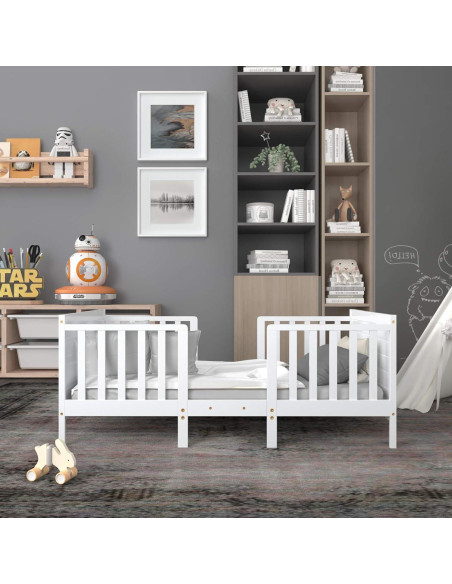 Cama para Niños Costzon de Madera Convertible 2 en 1 Blanca