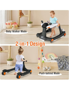 Andador para Bebés 2 en 1 BABY JOY Ajustable con Música y Luces 2