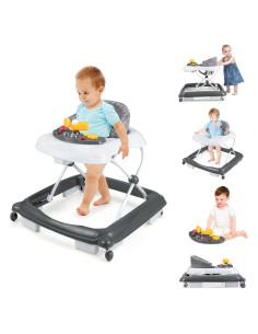 Andador para Bebés BABY JOY 4 en 1 Plegable Ajustable Gris