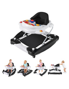 Andador HONEY JOY 6 en 1 Plegable para Bebé 7-14 Meses Negro