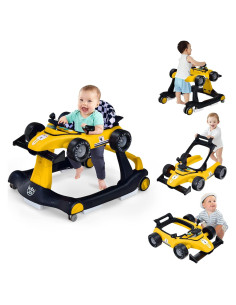 Andador 4-en-1 BABY JOY para Bebés Amarillo, Ajustable y Seguro